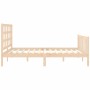 Bed frame with solid wood headboard 160x200 cm by vidaXL, Beds and slatted bases - Ref: Foro24-3192111, Price: 138,55 €, Disc...