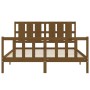 Double bed frame with honey brown wooden headboard by vidaXL, Beds and slatted bases - Ref: Foro24-3192239, Price: 168,48 €, ...