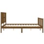 Double bed frame with honey brown wooden headboard by vidaXL, Beds and slatted bases - Ref: Foro24-3192239, Price: 168,48 €, ...