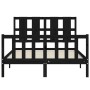 Bed frame with black solid wood headboard 140x200 cm by vidaXL, Beds and slatted bases - Ref: Foro24-3192235, Price: 201,49 €...