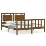 Estructura de cama matrimonio con cabecero madera marrón miel de vidaXL, Camas y somieres - Ref: Foro24-3192174, Precio: 180,...