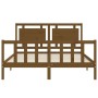 Estructura de cama matrimonio con cabecero madera marrón miel de vidaXL, Camas y somieres - Ref: Foro24-3192174, Precio: 180,...