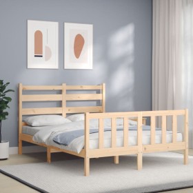 Bed frame with solid wood headboard 120x200 cm by vidaXL, Beds and slatted bases - Ref: Foro24-3192031, Price: 112,42 €, Disc...