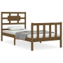 Estructura de cama con cabecero madera maciza marrón miel de vidaXL, Camas y somieres - Ref: Foro24-3192519, Precio: 109,99 €...