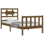 Estructura de cama con cabecero madera maciza marrón miel de vidaXL, Camas y somieres - Ref: Foro24-3192519, Precio: 109,99 €...