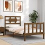 Estructura de cama con cabecero madera maciza marrón miel de vidaXL, Camas y somieres - Ref: Foro24-3192519, Precio: 109,99 €...