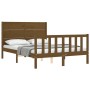 Estructura de cama matrimonio con cabecero madera marrón miel de vidaXL, Camas y somieres - Ref: Foro24-3192724, Precio: 143,...