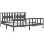 Grauer Massivholzbettrahmen mit Kopfteil 200x200 cm von vidaXL, Betten und Lattenroste - Ref: Foro24-3192448, Preis: 184,05 €...