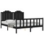 Estructura cama de matrimonio con cabecero madera maciza negro de vidaXL, Camas y somieres - Ref: Foro24-3192305, Precio: 196...