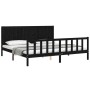 Estructura cama de matrimonio con cabecero madera maciza negro de vidaXL, Camas y somieres - Ref: Foro24-3192640, Precio: 229...