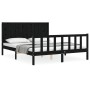 Estructura de cama con cabecero madera maciza negro 160x200 cm de vidaXL, Camas y somieres - Ref: Foro24-3192635, Precio: 204...