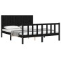 Estructura de cama con cabecero madera maciza negro 160x200 cm de vidaXL, Camas y somieres - Ref: Foro24-3192635, Precio: 204...