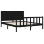 Estructura de cama con cabecero madera maciza negro 160x200 cm de vidaXL, Camas y somieres - Ref: Foro24-3192635, Precio: 204...