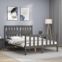 Double bed frame with gray solid wood headboard by vidaXL, Beds and slatted bases - Ref: Foro24-3192398, Price: 166,99 €, Dis...