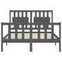 Double bed frame with gray solid wood headboard by vidaXL, Beds and slatted bases - Ref: Foro24-3192398, Price: 166,99 €, Dis...