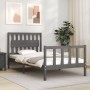 Gray solid wood bed frame with headboard 100x200 cm by vidaXL, Beds and slatted bases - Ref: Foro24-3192418, Price: 126,99 €,...