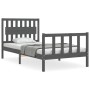 Gray solid wood bed frame with headboard 100x200 cm by vidaXL, Beds and slatted bases - Ref: Foro24-3192418, Price: 126,99 €,...