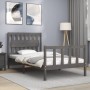 Gray solid wood bed frame with headboard 100x200 cm by vidaXL, Beds and slatted bases - Ref: Foro24-3192418, Price: 126,99 €,...