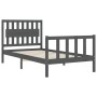 Gray solid wood bed frame with headboard 100x200 cm by vidaXL, Beds and slatted bases - Ref: Foro24-3192418, Price: 126,99 €,...