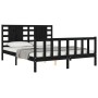 Double bed frame with black solid wood headboard by vidaXL, Beds and slatted bases - Ref: Foro24-3192825, Price: 191,53 €, Di...