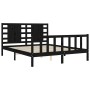 Double bed frame with black solid wood headboard by vidaXL, Beds and slatted bases - Ref: Foro24-3192825, Price: 191,53 €, Di...