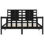 Double bed frame with black solid wood headboard by vidaXL, Beds and slatted bases - Ref: Foro24-3192825, Price: 191,53 €, Di...