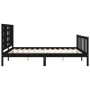 Double bed frame with black solid wood headboard by vidaXL, Beds and slatted bases - Ref: Foro24-3192825, Price: 191,53 €, Di...