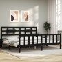 Estructura cama de matrimonio con cabecero madera maciza negro de vidaXL, Camas y somieres - Ref: Foro24-3192575, Precio: 201...