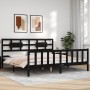 Estructura cama de matrimonio con cabecero madera maciza negro de vidaXL, Camas y somieres - Ref: Foro24-3192575, Precio: 201...