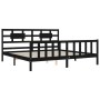 Estructura cama de matrimonio con cabecero madera maciza negro de vidaXL, Camas y somieres - Ref: Foro24-3192575, Precio: 201...