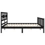 Estructura cama de matrimonio con cabecero madera maciza negro de vidaXL, Camas y somieres - Ref: Foro24-3192575, Precio: 201...