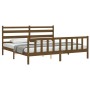 Honey brown solid wood bed frame and headboard 200x200 cm by vidaXL, Beds and slatted bases - Ref: Foro24-3192059, Price: 162...