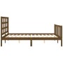 Double bed frame with honey brown wooden headboard by vidaXL, Beds and slatted bases - Ref: Foro24-3192109, Price: 155,99 €, ...