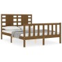 Honey brown solid wood headboard bed frame 140x200 cm by vidaXL, Beds and slatted bases - Ref: Foro24-3192819, Price: 158,99 ...