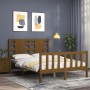 Honey brown solid wood headboard bed frame 140x200 cm by vidaXL, Beds and slatted bases - Ref: Foro24-3192819, Price: 158,99 ...