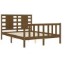 Honey brown solid wood headboard bed frame 140x200 cm by vidaXL, Beds and slatted bases - Ref: Foro24-3192819, Price: 158,99 ...