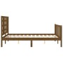 Honey brown solid wood headboard bed frame 140x200 cm by vidaXL, Beds and slatted bases - Ref: Foro24-3192819, Price: 158,99 ...