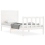 White solid wood bed frame with headboard 90x200 cm by vidaXL, Beds and slatted bases - Ref: Foro24-3192737, Price: 105,80 €,...