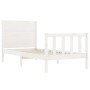 White solid wood bed frame with headboard 90x200 cm by vidaXL, Beds and slatted bases - Ref: Foro24-3192737, Price: 105,80 €,...