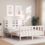 White solid wood bed frame with headboard 140x190 cm by vidaXL, Beds and slatted bases - Ref: Foro24-3192797, Price: 138,73 €...