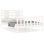 White solid wood bed frame with headboard 140x190 cm by vidaXL, Beds and slatted bases - Ref: Foro24-3192797, Price: 138,73 €...