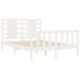 White solid wood bed frame with headboard 140x190 cm by vidaXL, Beds and slatted bases - Ref: Foro24-3192797, Price: 138,73 €...