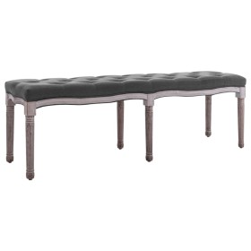 Dark gray linen and solid wood bench 150x40x48 cm by vidaXL, Benches for halls and storage - Ref: Foro24-245362, Price: 153,9...