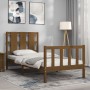 Honey brown solid wood bed frame with headboard by vidaXL, Beds and slatted bases - Ref: Foro24-3192194, Price: 110,78 €, Dis...