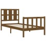 Honey brown solid wood bed frame with headboard by vidaXL, Beds and slatted bases - Ref: Foro24-3192194, Price: 110,78 €, Dis...