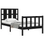 Estructura de cama con cabecero madera maciza negro 100x200 cm de vidaXL, Camas y somieres - Ref: Foro24-3192225, Precio: 143...