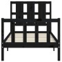 Estructura de cama individual con cabecero madera maciza negro de vidaXL, Camas y somieres - Ref: Foro24-3192195, Precio: 134...