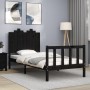 Bed frame with black solid wood headboard 90x190 cm by vidaXL, Beds and slatted bases - Ref: Foro24-3192265, Price: 139,22 €,...