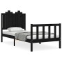 Bed frame with black solid wood headboard 90x190 cm by vidaXL, Beds and slatted bases - Ref: Foro24-3192265, Price: 139,22 €,...