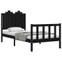 Bed frame with black solid wood headboard 90x190 cm by vidaXL, Beds and slatted bases - Ref: Foro24-3192265, Price: 139,22 €,...